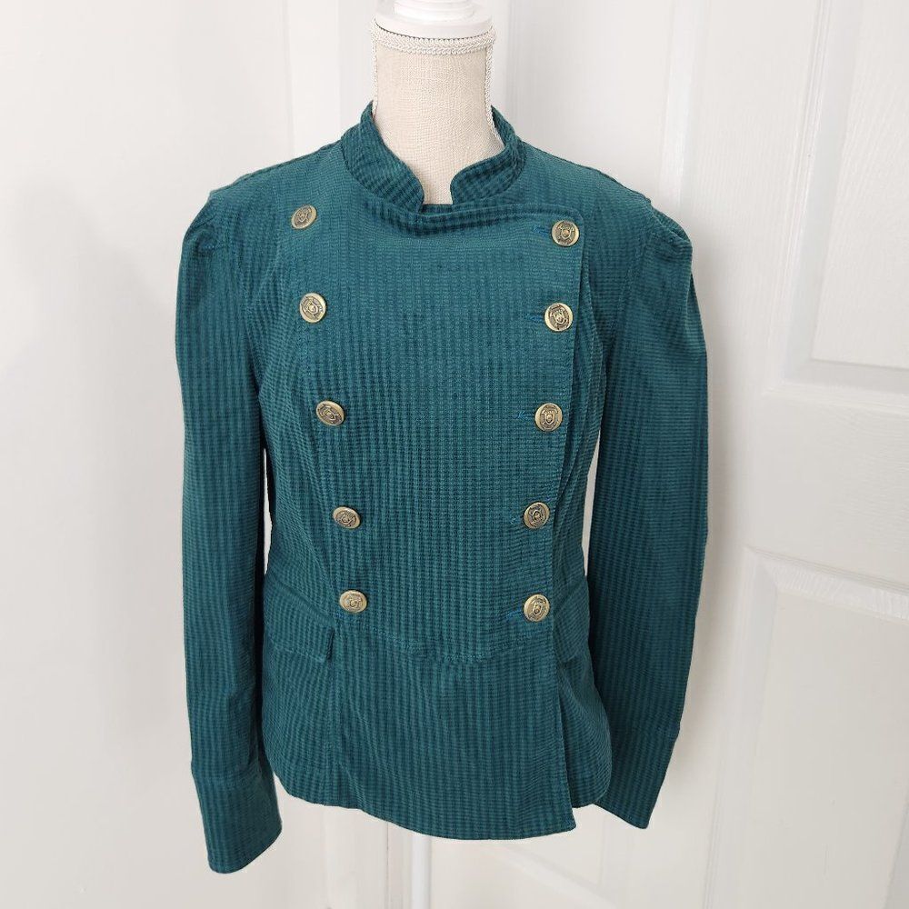 Cabi Blazer Womens M Green Military Double Breasted Corduroy Lennon Jacket 3913